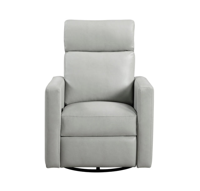 Contemporary Smoke Faux Leather Swivel Gliding Recliner Chair - Omega Lifestyles