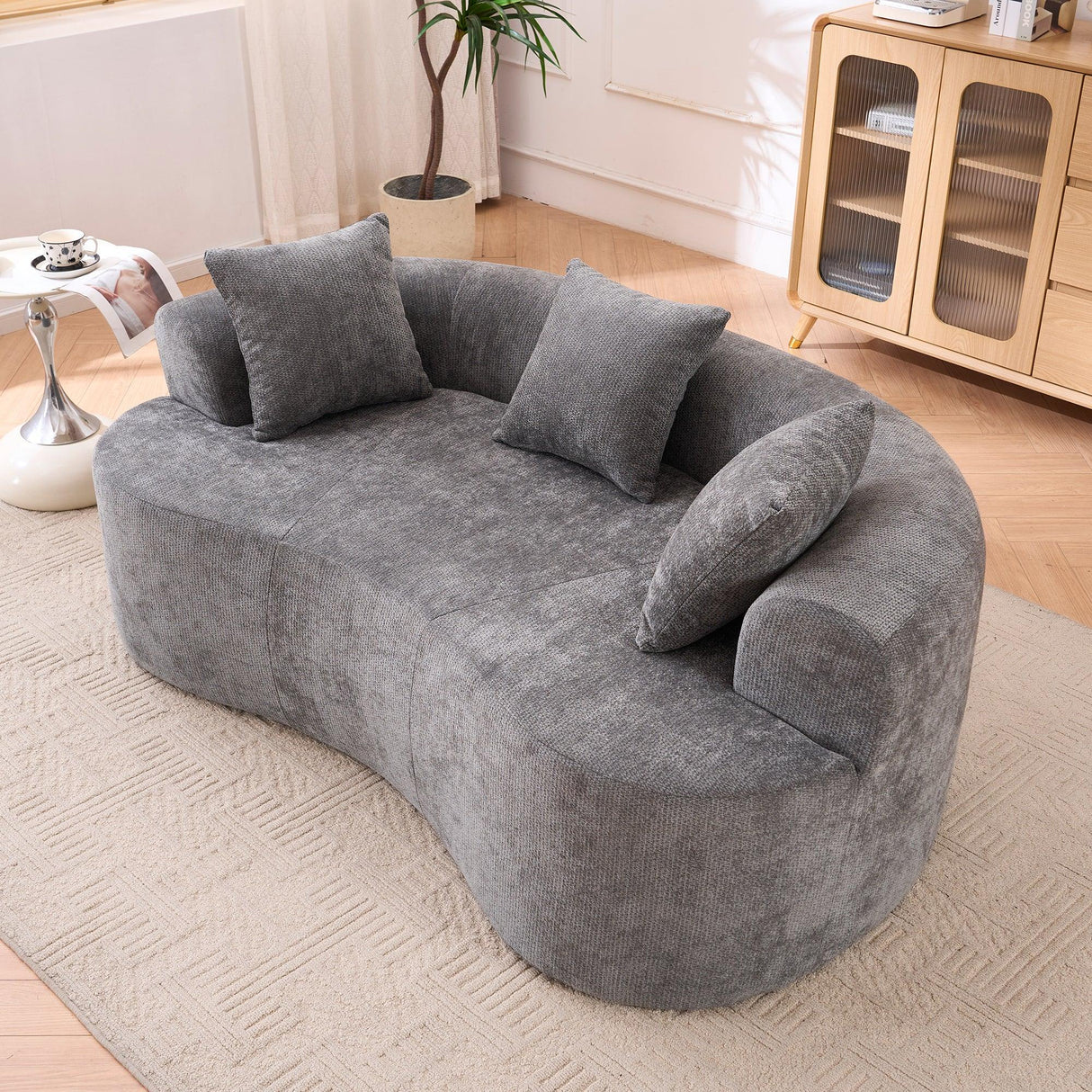 Gray Crescent Modular Foam Spring Three-Seater Sofa - Omega Lifestyles