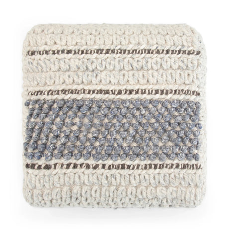 Handwoven Blue Natural Fabric Square Pouf - Omega Lifestyles