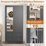 Retro Steel Armoire Wardrobe Closet With Mirror And Drawers - Omega Lifestyles