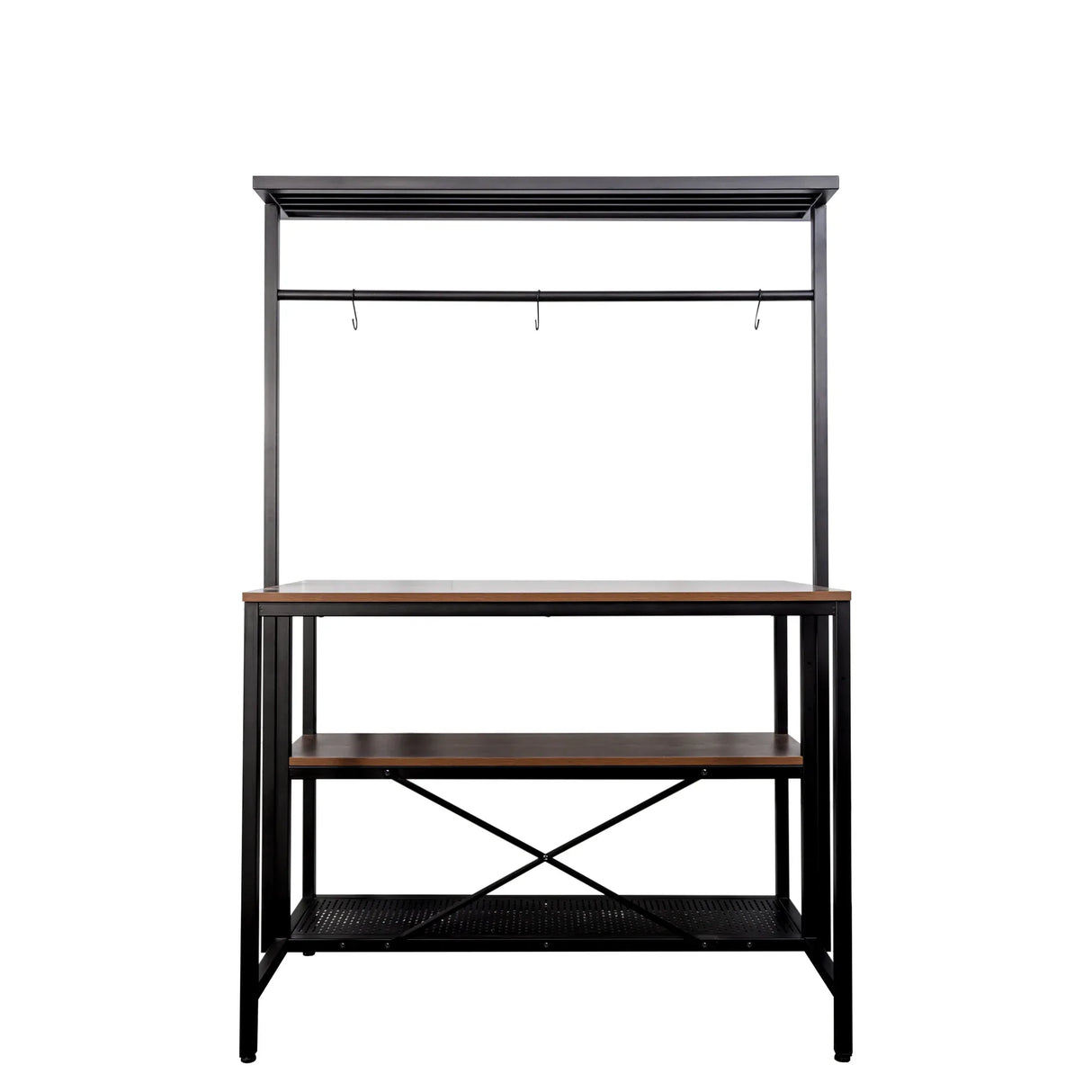 Kitchen Island Table With 3 Tier Storage And Hooks - Omega Lifestyles