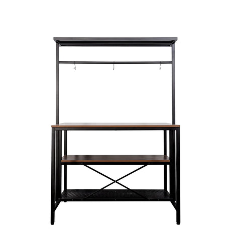 Kitchen Island Table With 3 Tier Storage And Hooks - Omega Lifestyles