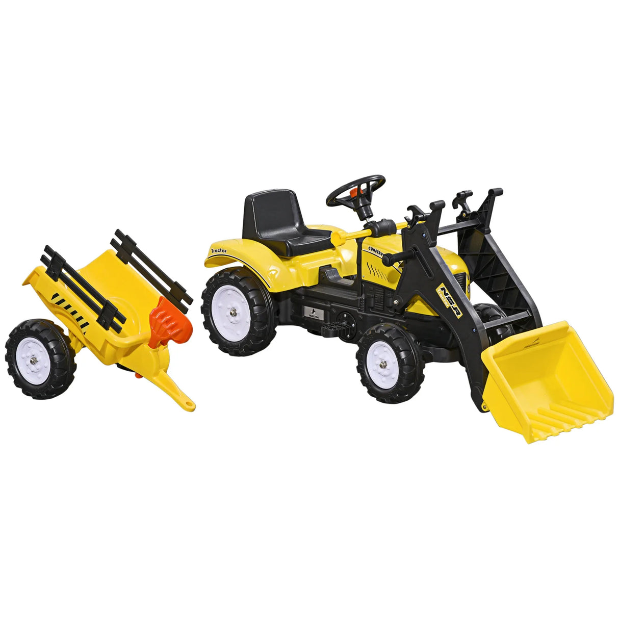 Kids Pedal Ride-On Excavator Bulldozer With Trailer - Omega Lifestyles