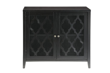 Black Synthetic Wood Console Cabinet With Glass Doors - Omega Lifestyles