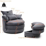 360-Degree Swivel Modern Soft Corduroy Barrel Chair - Omega Lifestyles