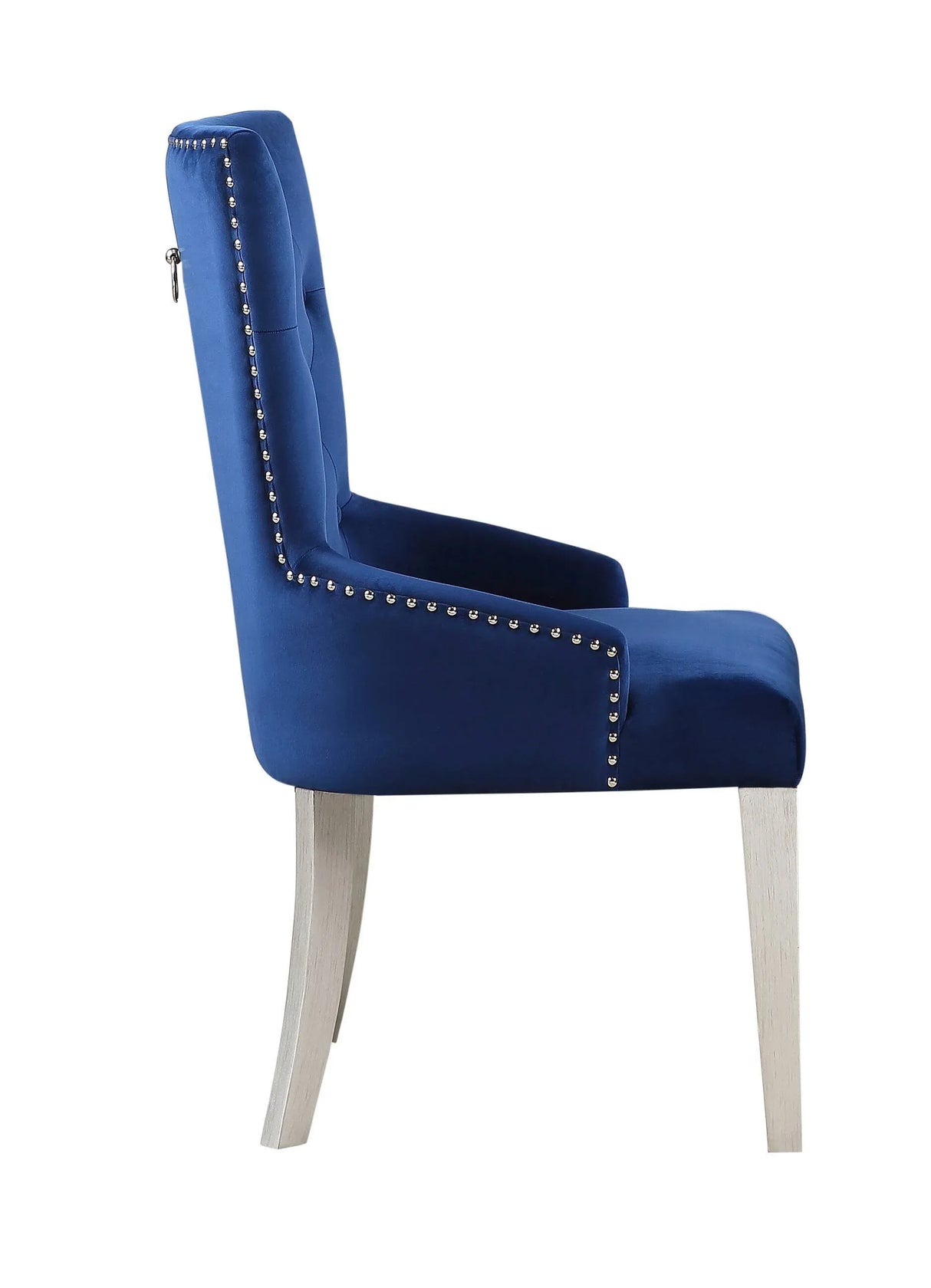 Blue Velvet Padded Parson Side Chair With Nailhead Trim - Omega Lifestyles