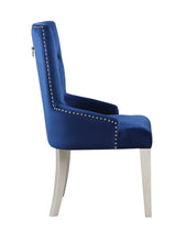 Blue Velvet Padded Parson Side Chair With Nailhead Trim - Omega Lifestyles