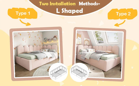 Pink Velvet Upholstered Twin Storage Daybed With Metal Frame - Omega Lifestyles