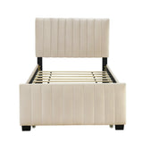 Twin Velvet Upholstered Platform Bed With Trundle - Omega Lifestyles