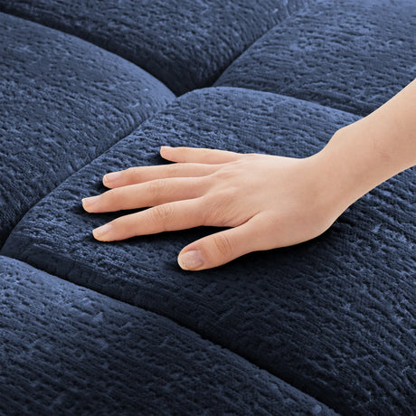 Blue Chenille Upholstered Modular Sofa With Ottoman - Omega Lifestyles