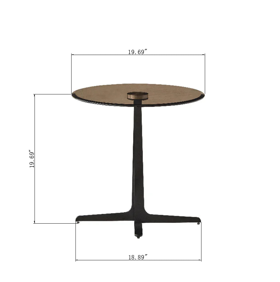 Round Tempered Glass Top Metal Accent End Table - Omega Lifestyles