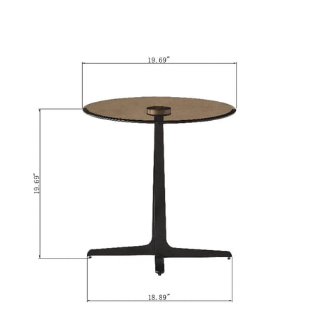 Round Tempered Glass Top Metal Accent End Table - Omega Lifestyles