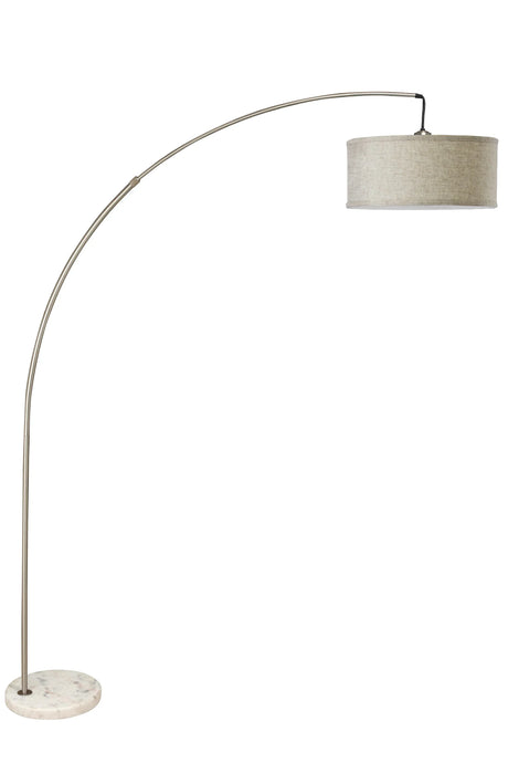 Brushed Nickel Metal Arch Floor Lamp With Fabric Shade - Omega Lifestyles