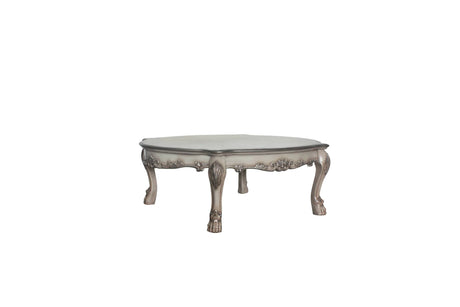 Transitional Vintage Resin Wood Ivory Coffee Table - Omega Lifestyles