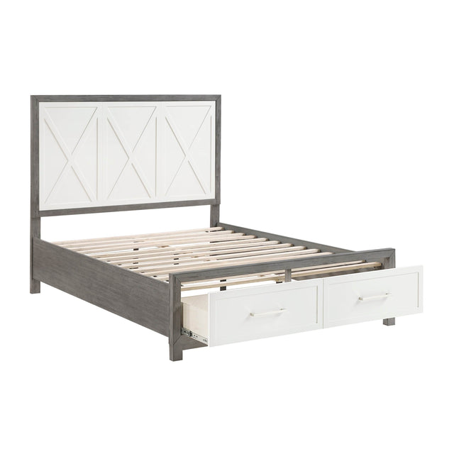 Queen Wood Platform Bed With Footboard Storage - Omega Lifestyles