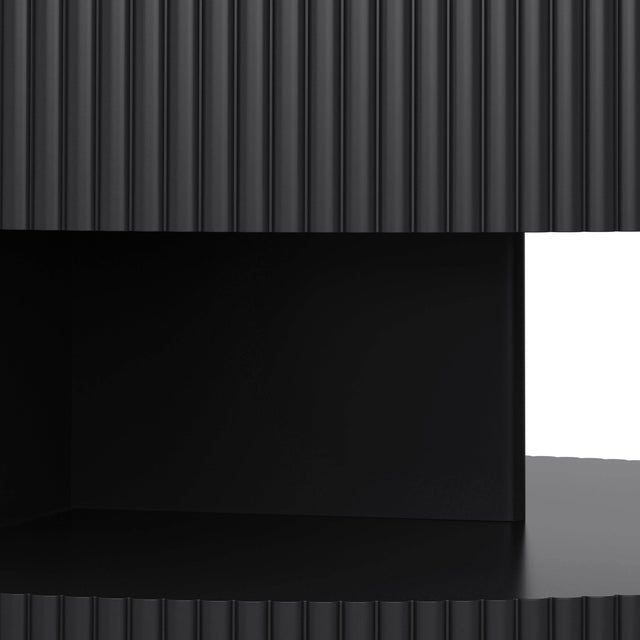 Round Black MDF Two-Tier Storage Coffee Table - Omega Lifestyles