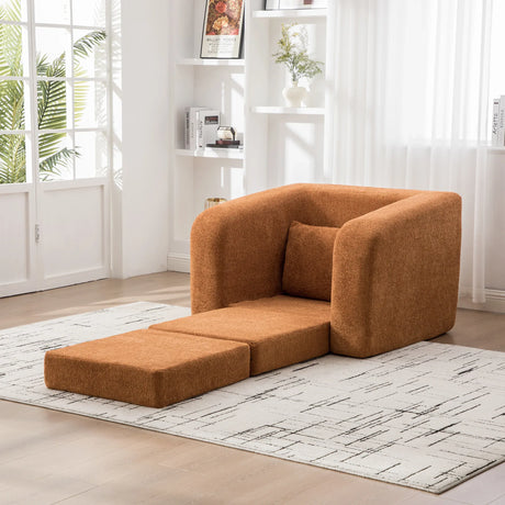 Convertible Chenille Foldable Single Sofa Bed With Pillow - Omega Lifestyles