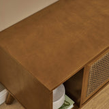 Mid Century Modern Solid Wood Rattan TV Stand - Omega Lifestyles