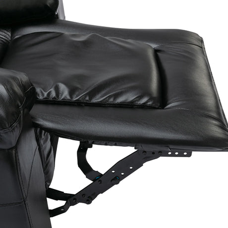 3 Seater Manual Recliner Chair With Cup Holders Black PU - Omega Lifestyles