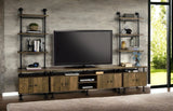 Rustic Oak Metal Frame Storage TV Stand - Omega Lifestyles