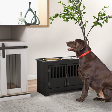 Elevated Dog Bowl Stand With Storage Cabinet - Sleep Galleria