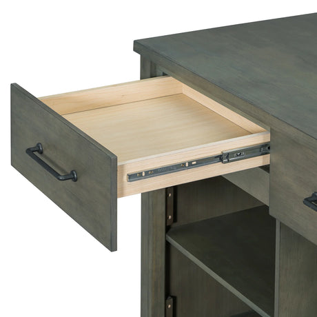 Expandable Retro Kitchen Island With Built-In Power Outlets - Omega Lifestyles