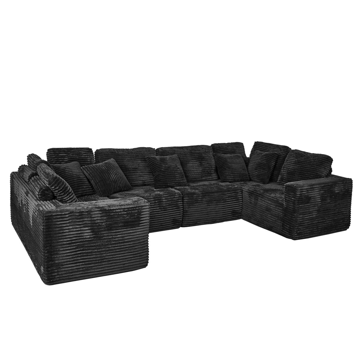 Modular U-Shaped 6-Seater Plush Corduroy Sectional Sofa - Omega Lifestyles