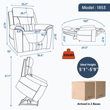 Dual Motor Power Lift Recliner Chair With Massage Heat - Omega Lifestyles