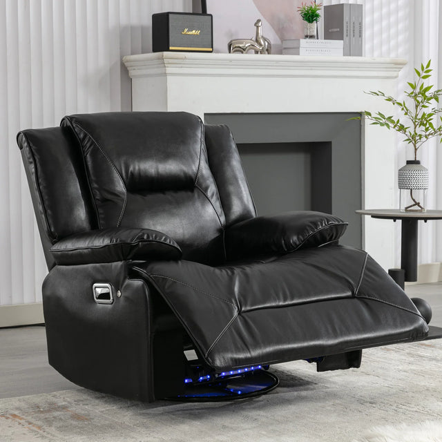 360-Degree Swivel Manual Rocking Leather Gel Recliner Chair - Omega Lifestyles
