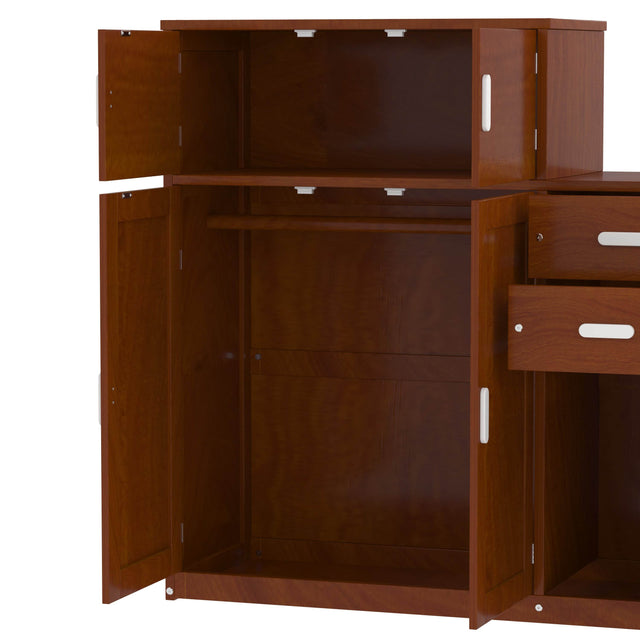 Twin Wood Platform Bed With Bookshelf Movable Wardrobe And Trundle - Omega Lifestyles