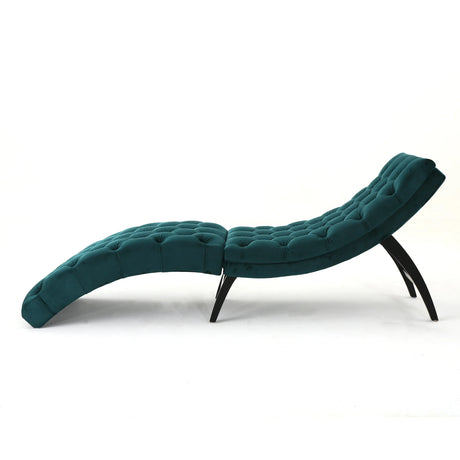 Elegant Teal Altay Velvet Tufted Curved Chaise Lounge - Omega Lifestyles