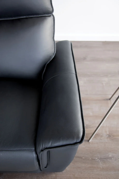 Transitional Black Leather Match Recliner Chair - Omega Lifestyles