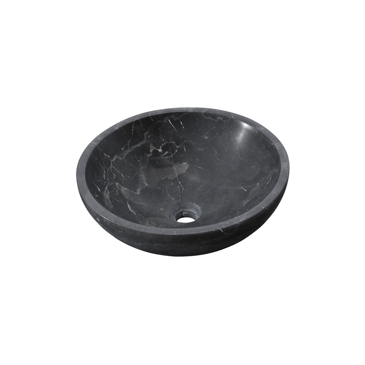 Dark Gray Natural Marble Round Vessel Sink 15.8-Inch