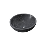 Dark Gray Natural Marble Round Vessel Sink 15.8-Inch