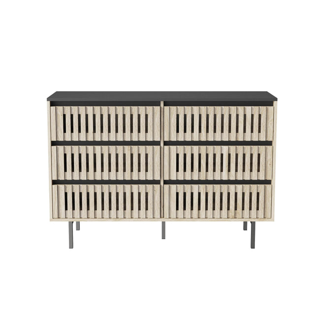 Modern Minimalist Fluted Six-Drawer Bedroom Storage Cabinet - Omega Lifestyles