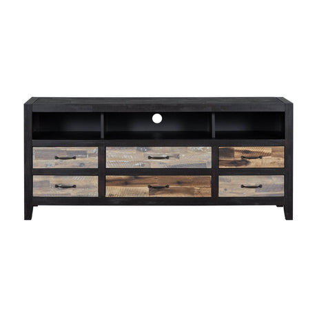 Retro Distressed Solid Wood TV Stand With Drawers - Omega Lifestyles