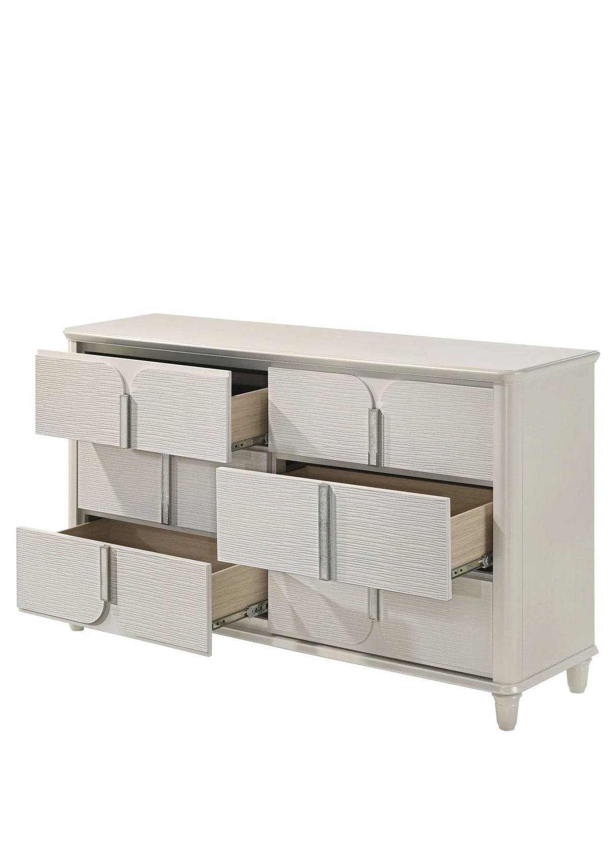 White Six-Drawer Acrylic Synthetic Wood Dresser - Omega Lifestyles