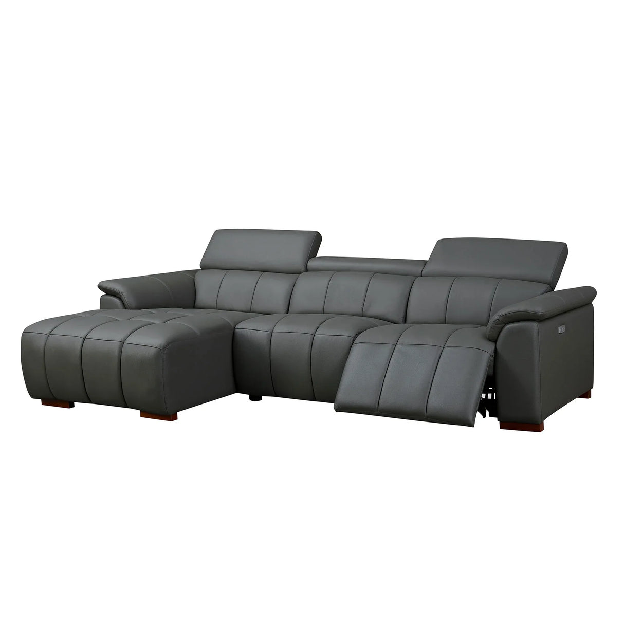 Electric Reclining Genuine Leather L-Shaped Chaise Sofa - Omega Lifestyles