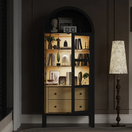 Modern Farmhouse Arched Sensor Light Storage Cabinet - Omega Lifestyles