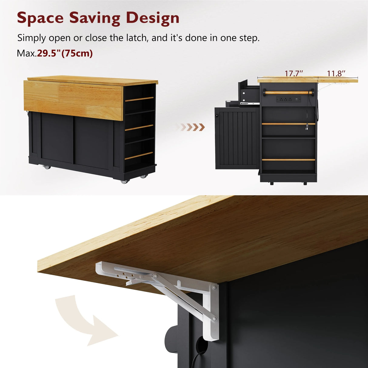 48-Inch Classic Kitchen Island Cart With Bar Stools - Omega Lifestyles