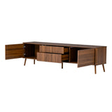 70-Inch Walnut Fluted Modern TV Stand With Storage - Omega Lifestyles