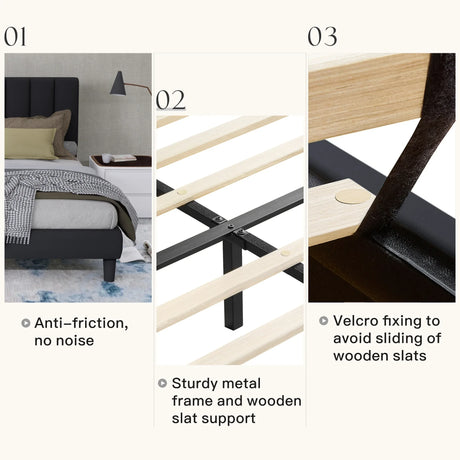 Full Size Upholstered Velvet Platform Bed Frame With Adjustable Headboard - Omega Lifestyles