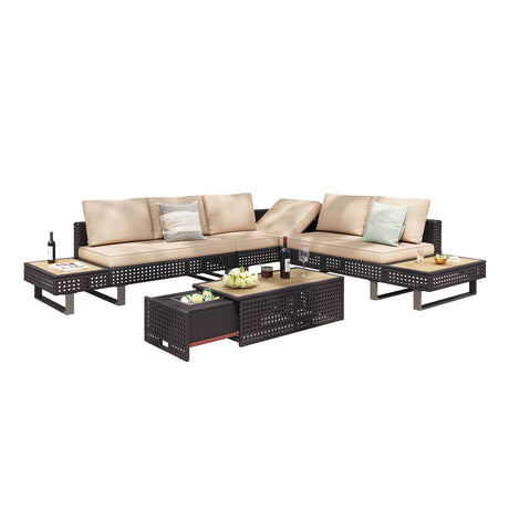 Diamond Weave Outdoor Sectional Furniture Set With Cushions - Omega Lifestyles