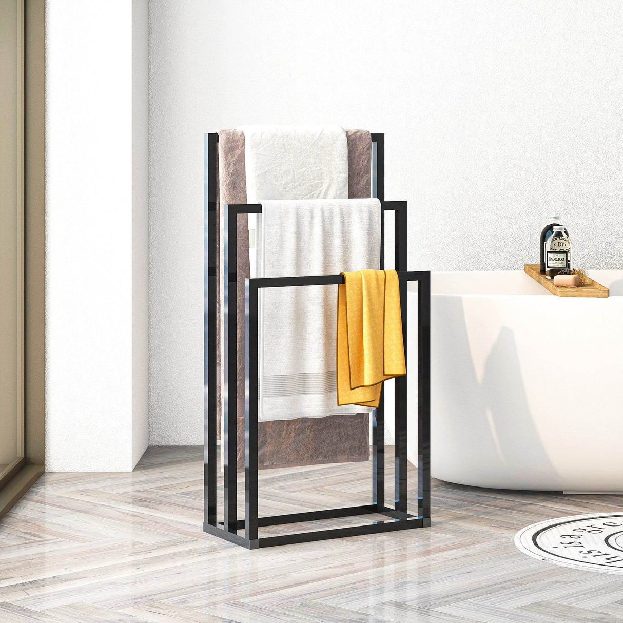 Chrome Finish Metal Free Standing 3-Tier Towel Rack - Omega Lifestyles