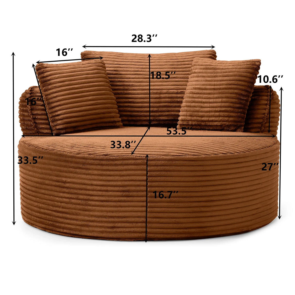 Modern Corduroy Boneless Floor Round Chair With Pillows - Omega Lifestyles