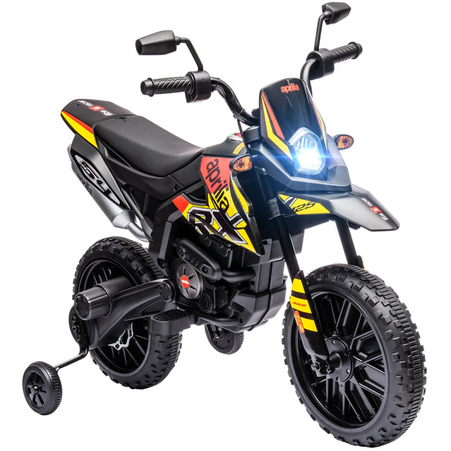 Aprilia Licensed 12V Kids Electric Motorcycle With Training Wheels - Omega Lifestyles
