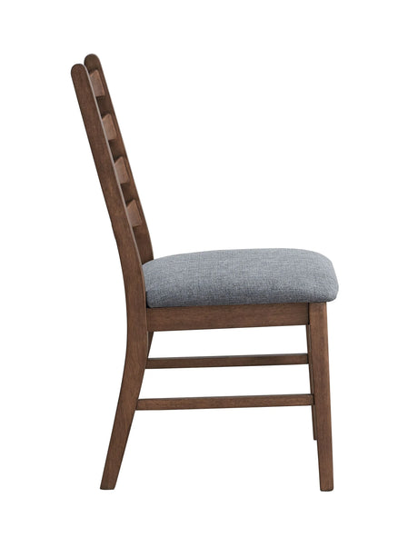 Set of 2 Dark Gray Linen Walnut Finish Side Chairs - Omega Lifestyles