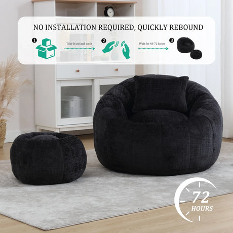 Chenille Memory Foam Lazy Sofa With Ottoman - Omega Lifestyles