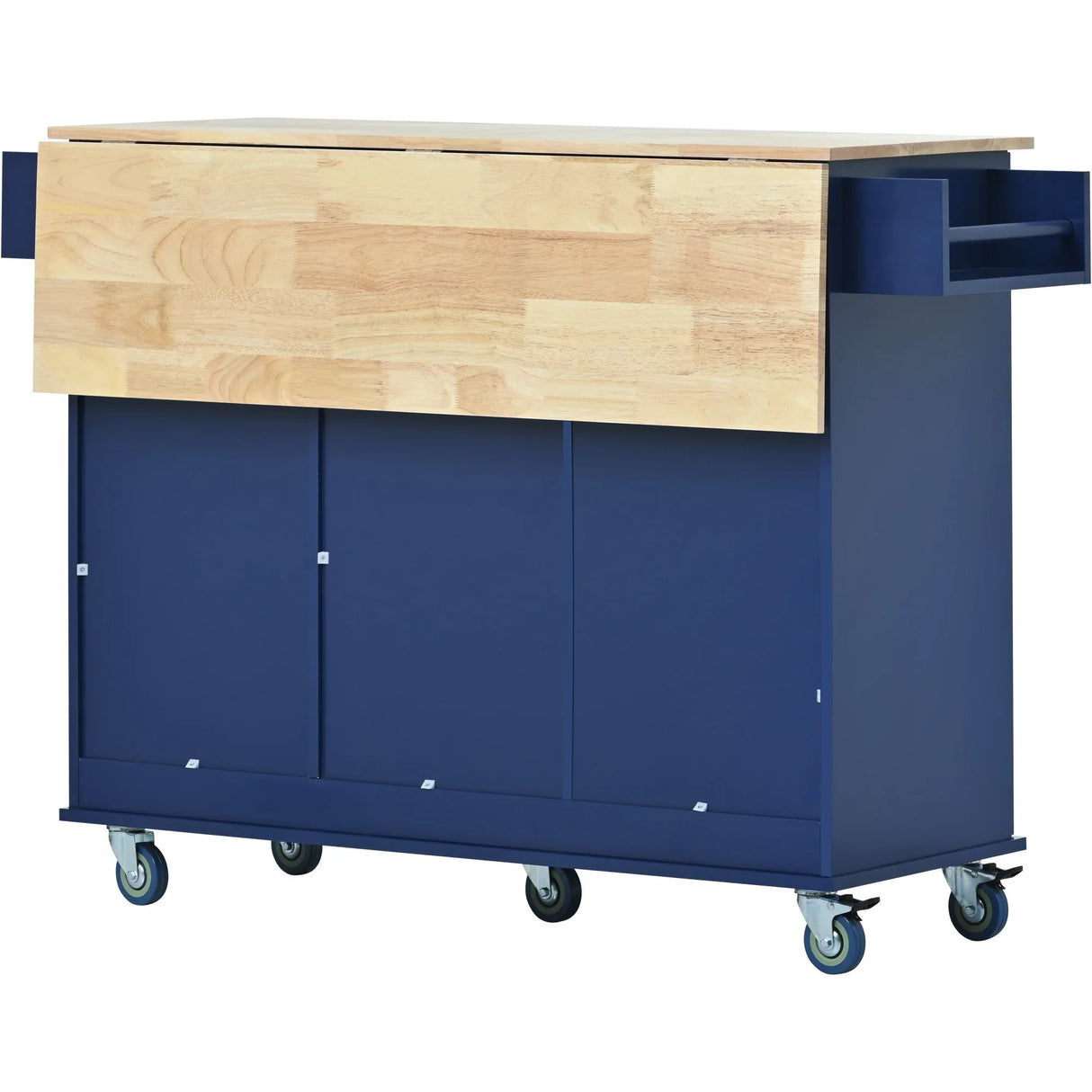 Rolling Mobile Kitchen Island With Solid Wood Top And Storage - Omega Lifestyles