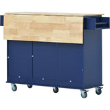 Rolling Mobile Kitchen Island With Solid Wood Top And Storage - Omega Lifestyles